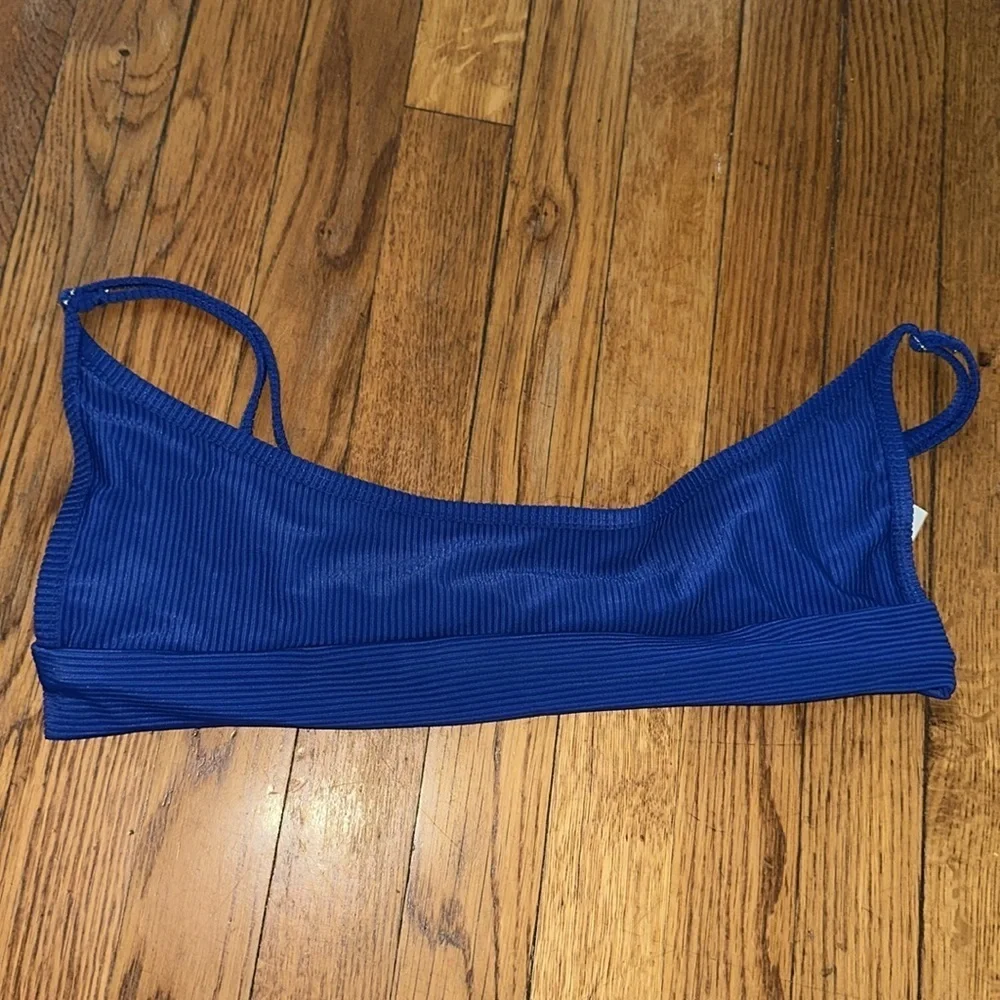 Frankies Bikinis Gavin Ribbed Scoop Bikini Top cerulean royal blue XXL